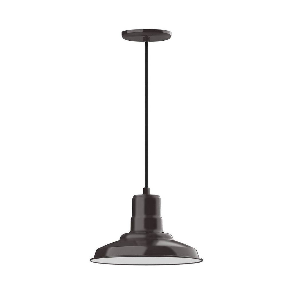 12" Warehouse Shade, Pendant With White Cord And Canopy, Architectural Bronze - PEB182-51-C21