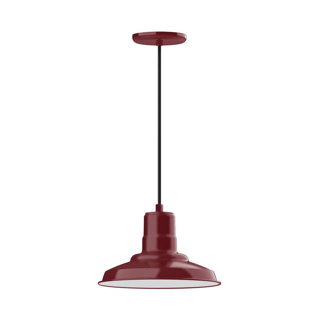 12" Warehouse Shade, Pendant With White Cord And Canopy, Barn Red - PEB182-55-C21