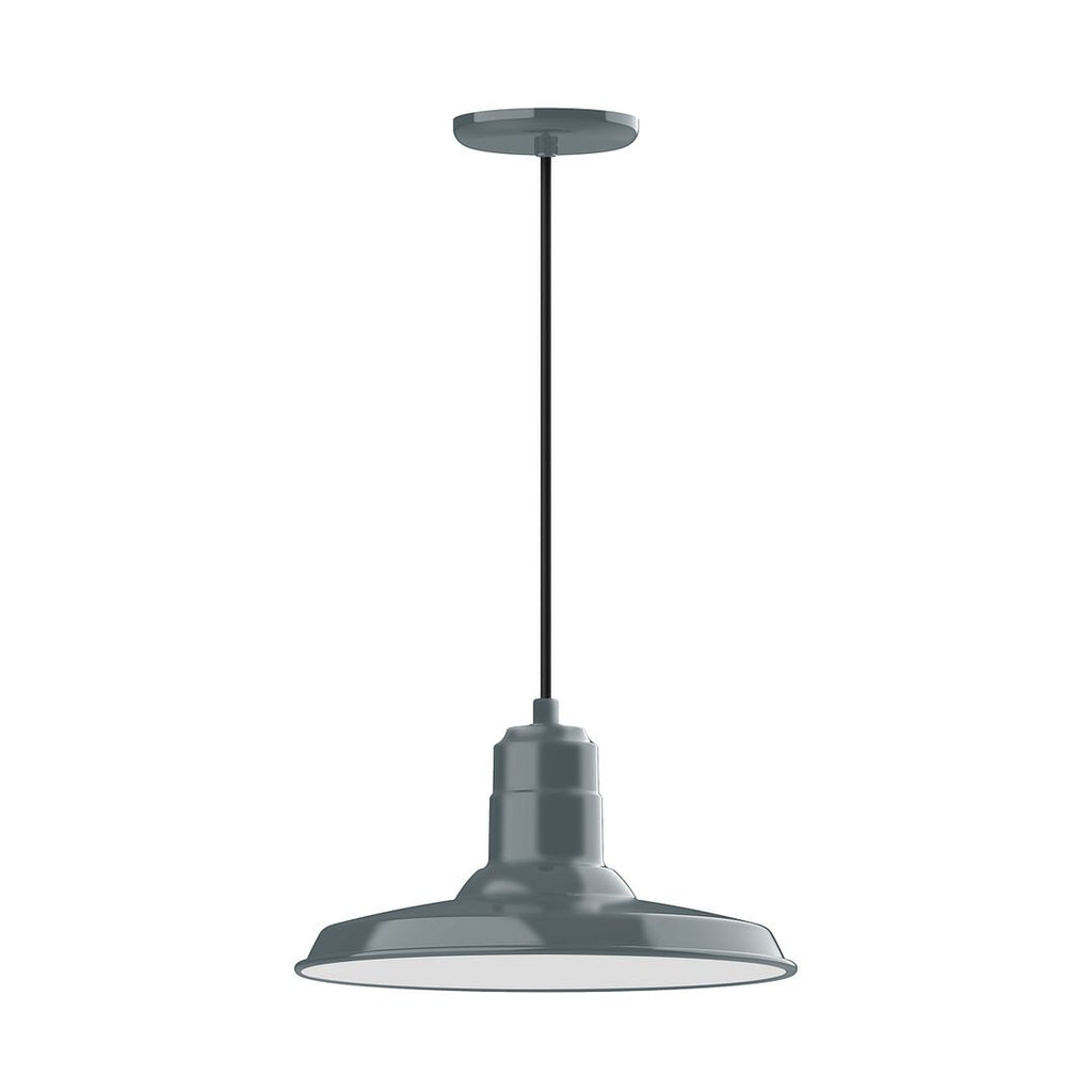 14" Warehouse Shade, Pendant With White Cord And Canopy, Slate Gray - PEB183-40-C21