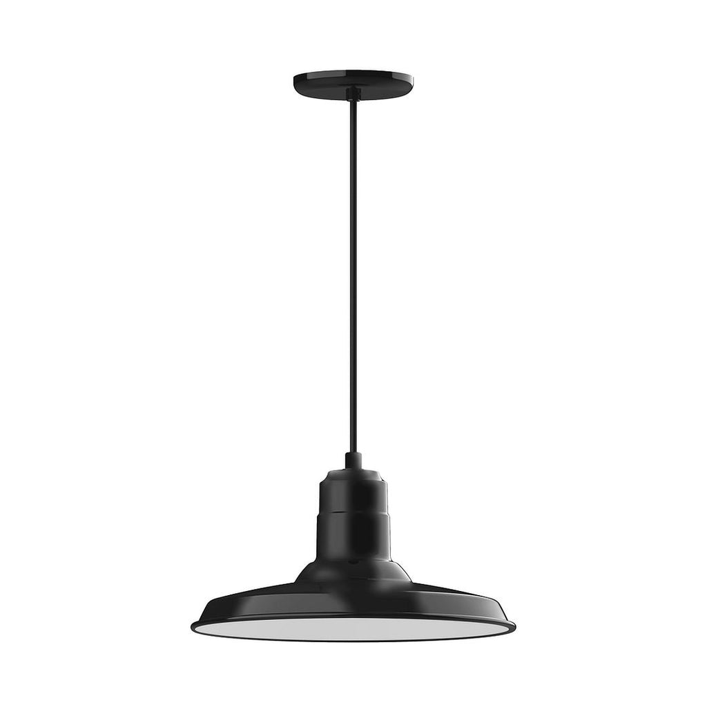 14" Warehouse Shade, Pendant With White Cord And Canopy, Black - PEB183-41-C21