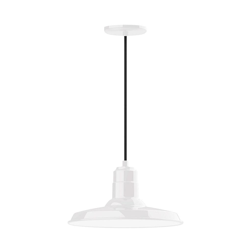 14" Warehouse Shade, Pendant With White Cord And Canopy, White - PEB183-44-C21