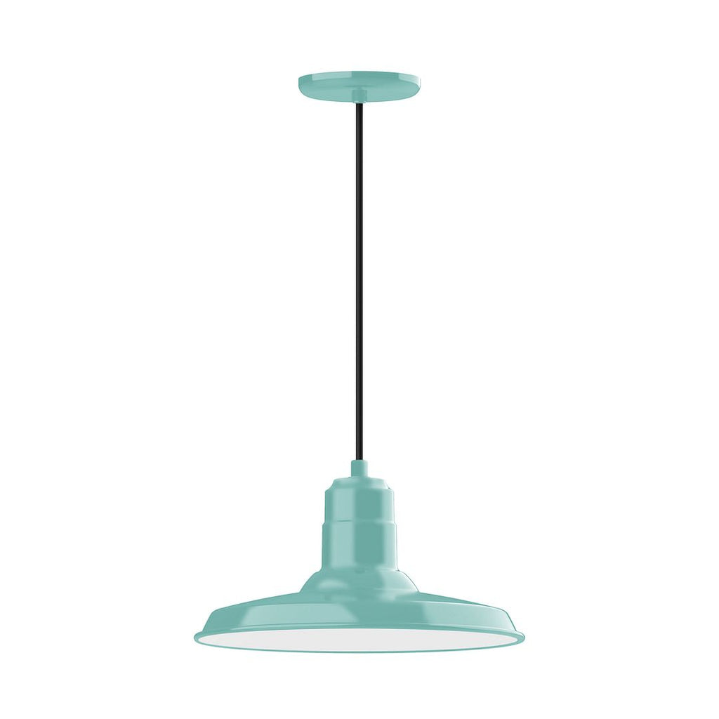 14" Warehouse Shade, Pendant With Black Cord And Canopy, Sea Green - PEB183-48