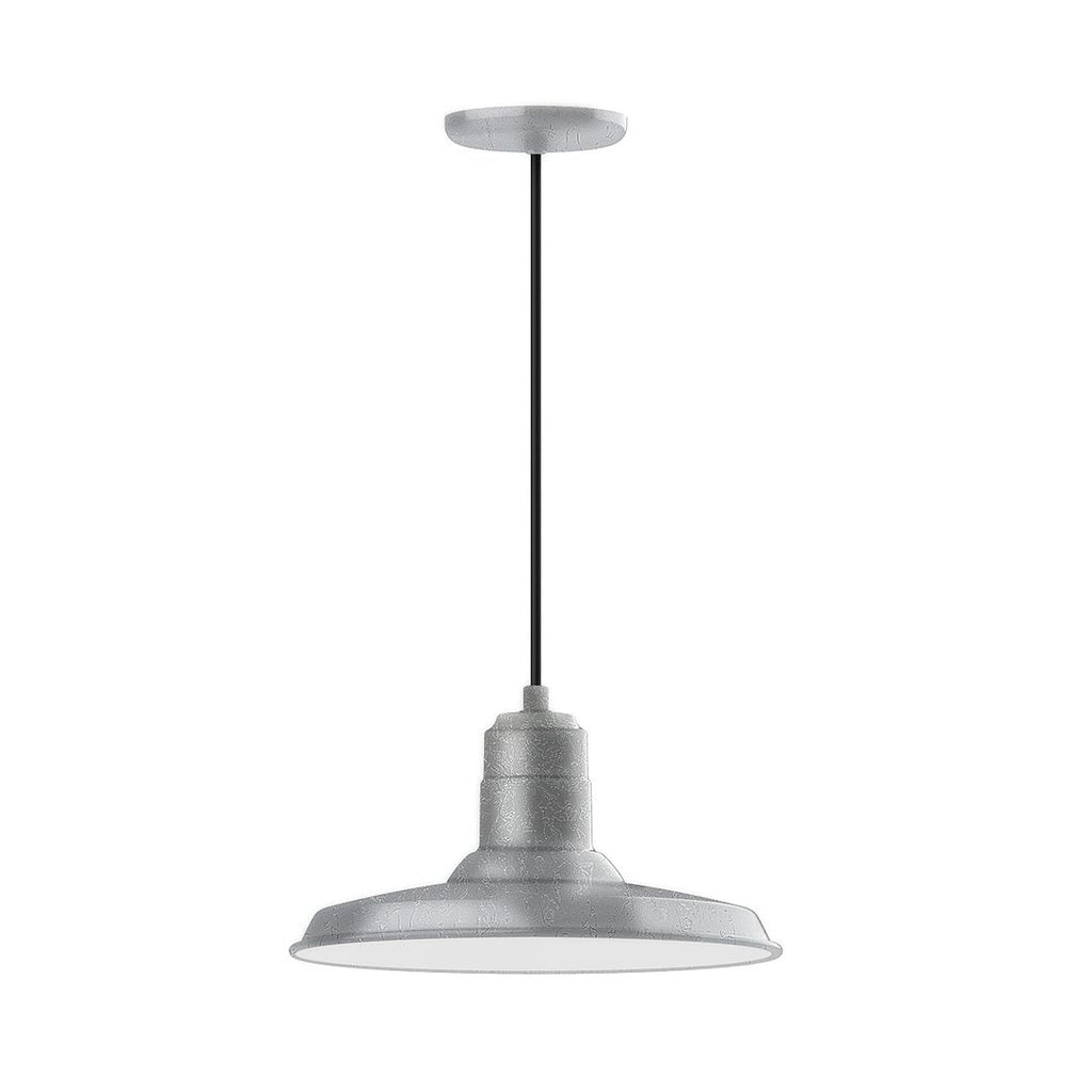 14" Warehouse Shade, Pendant With White Cord And Canopy, Painted Galvanized - PEB183-49-C21