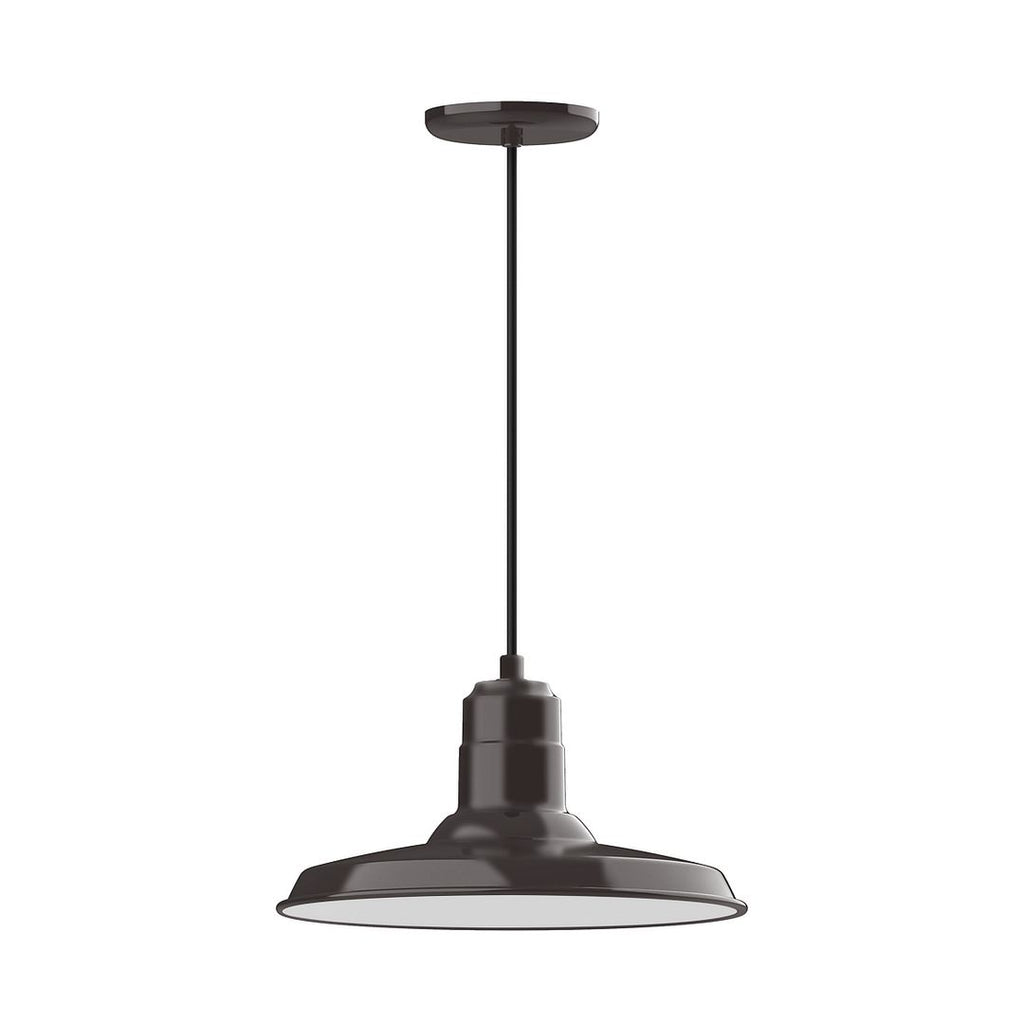 14" Warehouse Shade, Pendant With White Cord And Canopy, Architectural Bronze - PEB183-51-C21