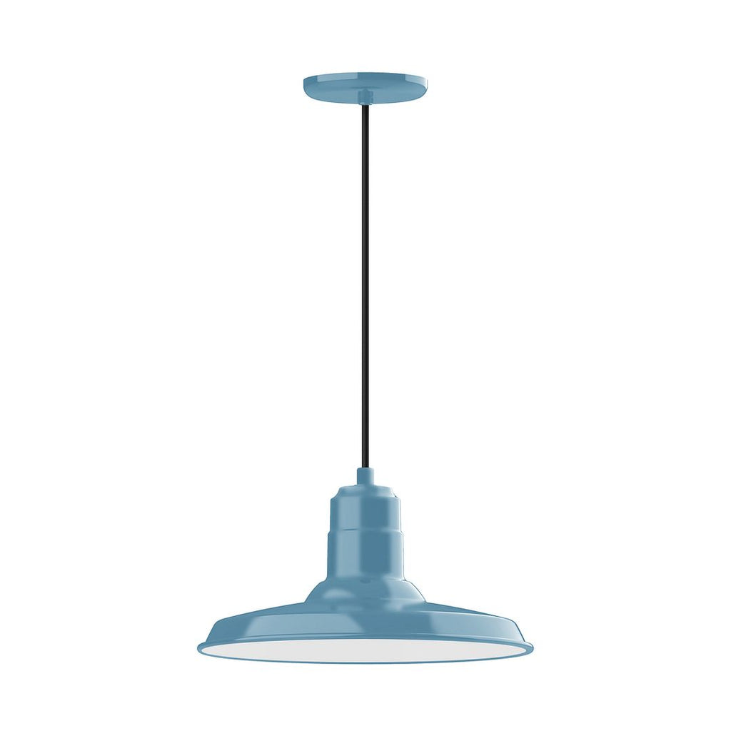 14" Warehouse Shade, Pendant With White Cord And Canopy, Light Blue - PEB183-54-C21