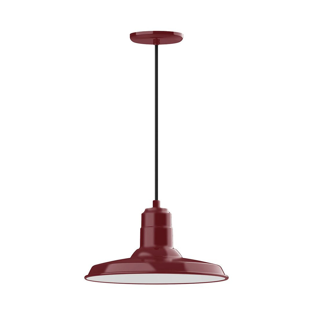 14" Warehouse Shade, Pendant With Black Cord And Canopy, Barn Red - PEB183-55