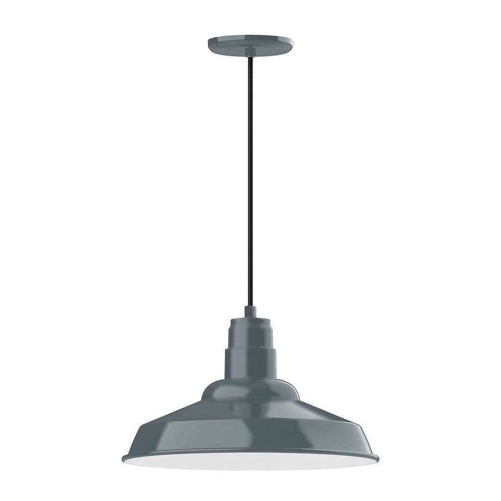 16" Warehouse Shade, Pendant With White Cord And Canopy, Slate Gray - PEB184-40-C21