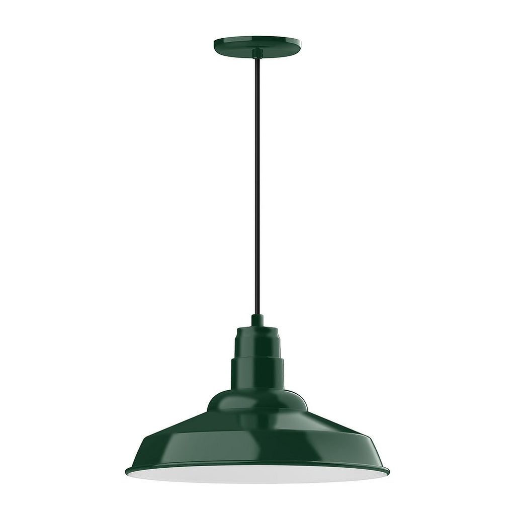 16" Warehouse Shade, Pendant With White Cord And Canopy, Forest Green - PEB184-42-C21