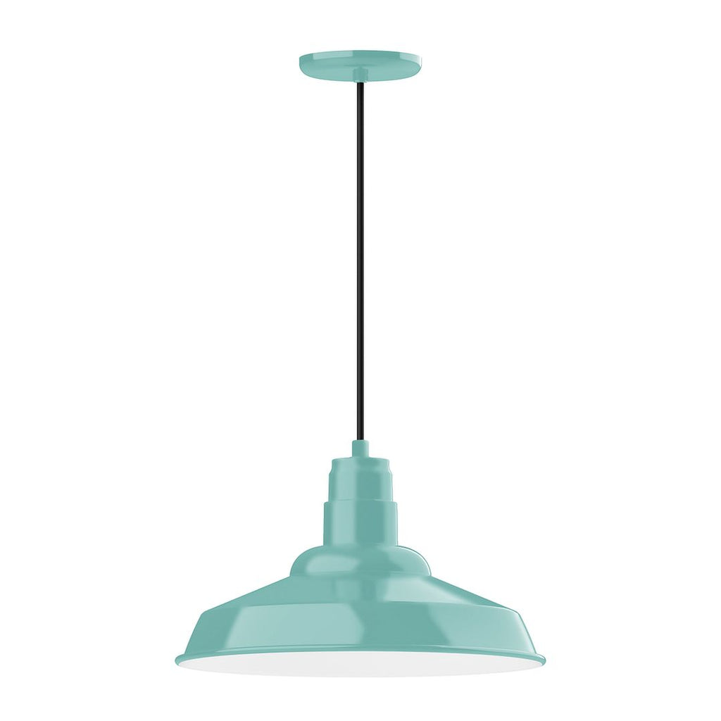 16" Warehouse Shade, Pendant With White Cord And Canopy, Sea Green - PEB184-48-C21