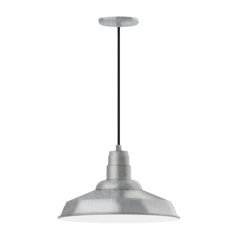 16" Warehouse Shade, Pendant With Black Cord And Canopy, Painted Galvanized - PEB184-49