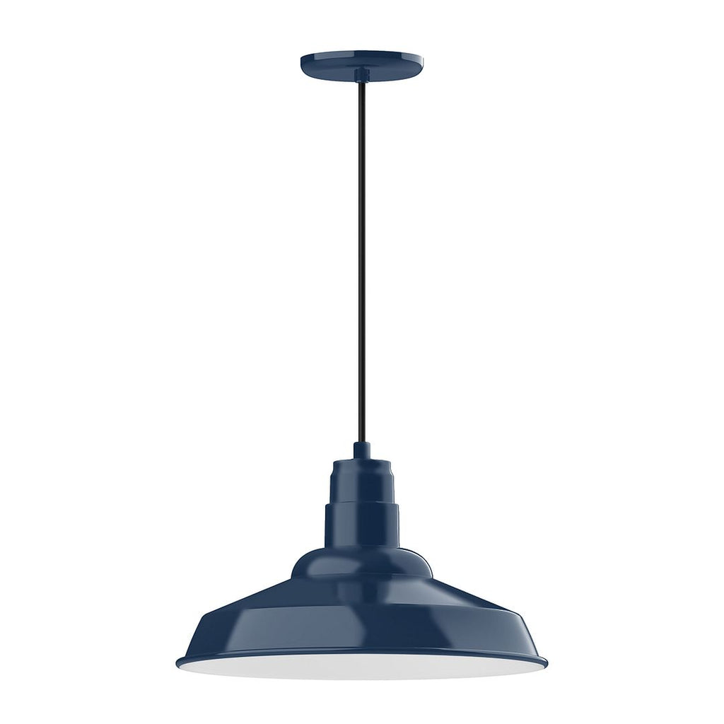 16" Warehouse Shade, Pendant With White Cord And Canopy, Navy - PEB184-50-C21