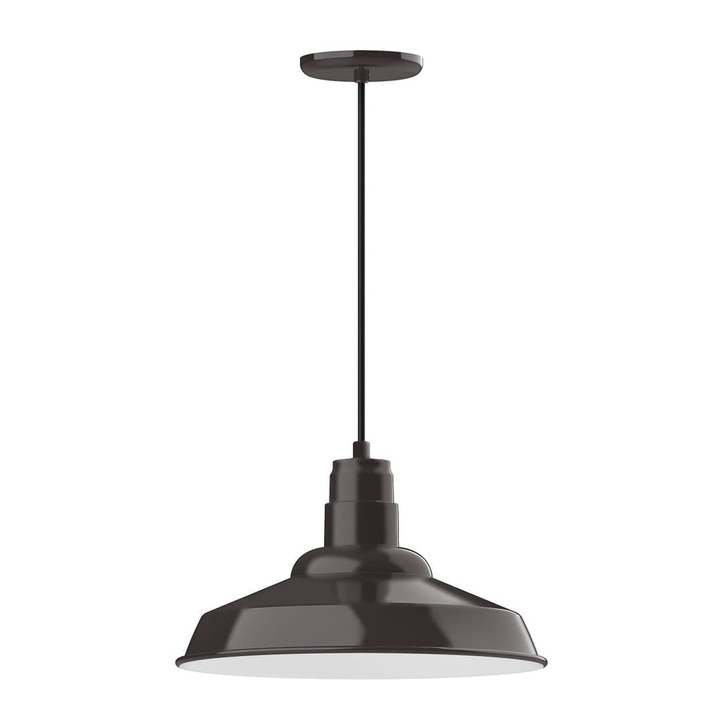 16" Warehouse Shade, Pendant With White Cord And Canopy, Architectural Bronze - PEB184-51-C21