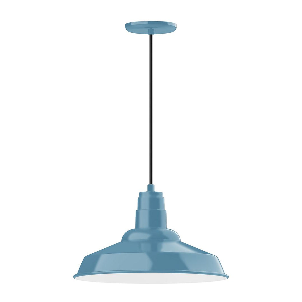 16" Warehouse Shade, Pendant With White Cord And Canopy, Light Blue - PEB184-54-C21