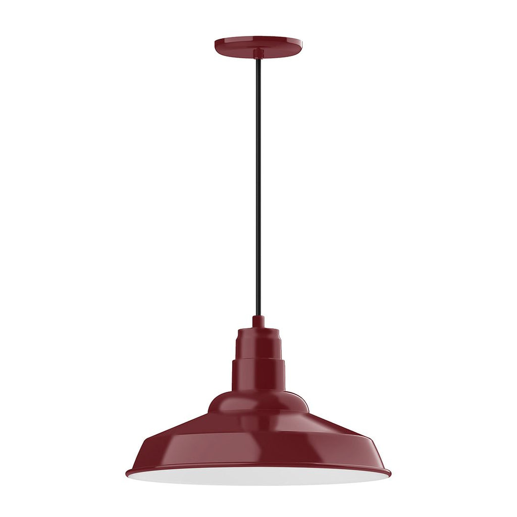 16" Warehouse Shade, Pendant With White Cord And Canopy, Barn Red - PEB184-55-C21