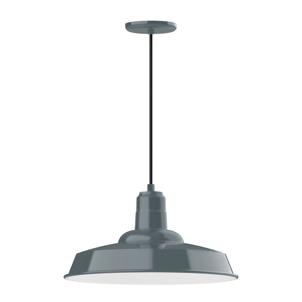 18" Warehouse Shade, Pendant With Black Cord And Canopy, Slate Gray - PEB185-40