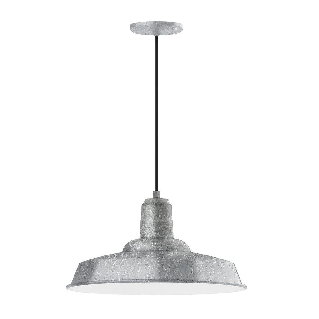 18" Warehouse Shade, Pendant With White Cord And Canopy, Painted Galvanized - PEB185-49-C21