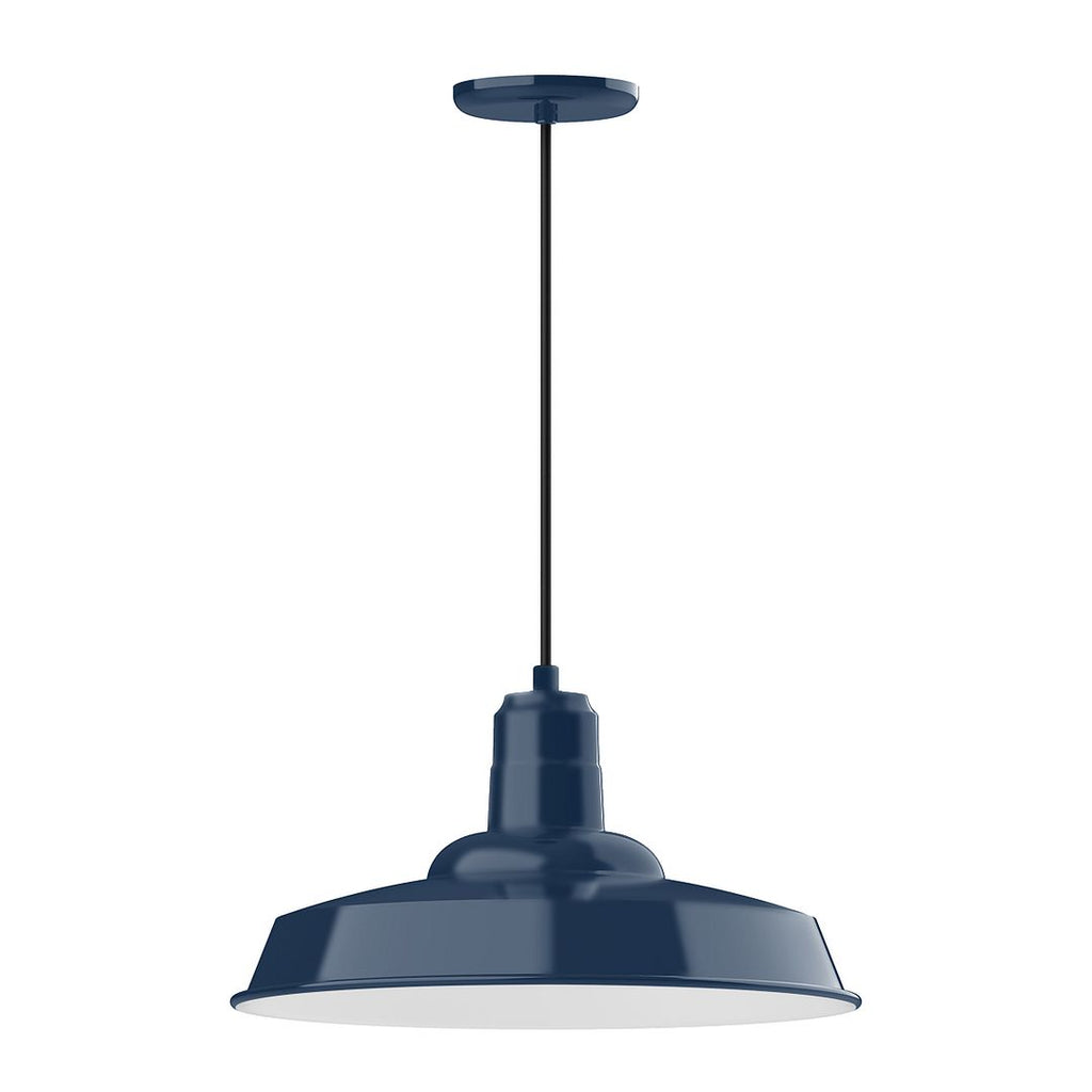 18" Warehouse Shade, Pendant With White Cord And Canopy, Navy - PEB185-50-C21