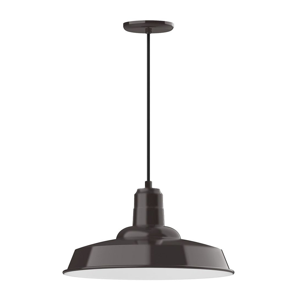 18" Warehouse Shade, Pendant With White Cord And Canopy, Architectural Bronze - PEB185-51-C21