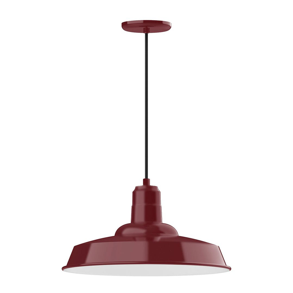 18" Warehouse Shade, Pendant With White Cord And Canopy, Barn Red - PEB185-55-C21