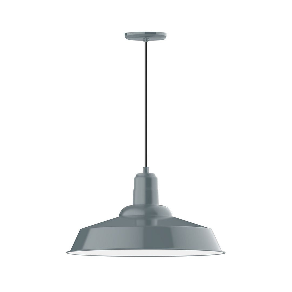 20" Warehouse Shade, Pendant With White Cord And Canopy, Slate Gray - PEB186-40-C21