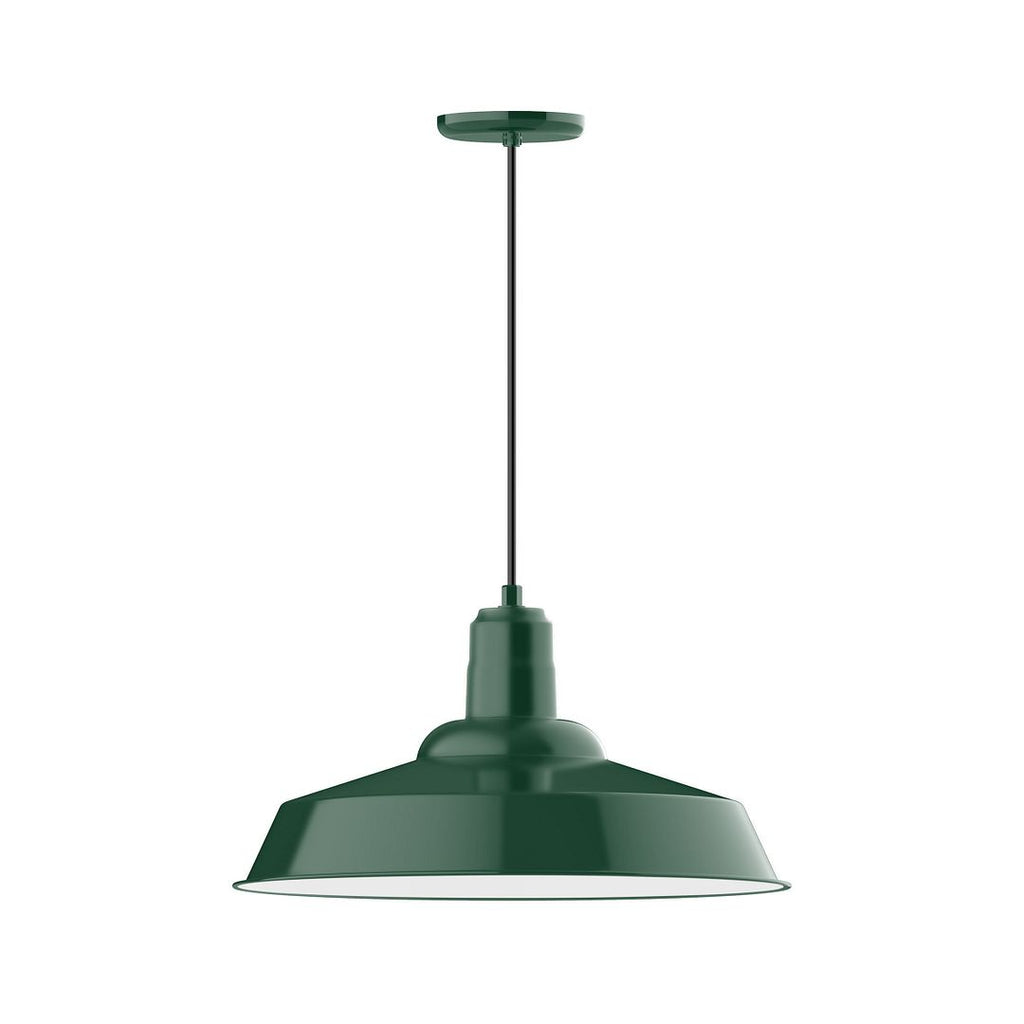 20" Warehouse Shade, Pendant With White Cord And Canopy, Forest Green - PEB186-42-C21