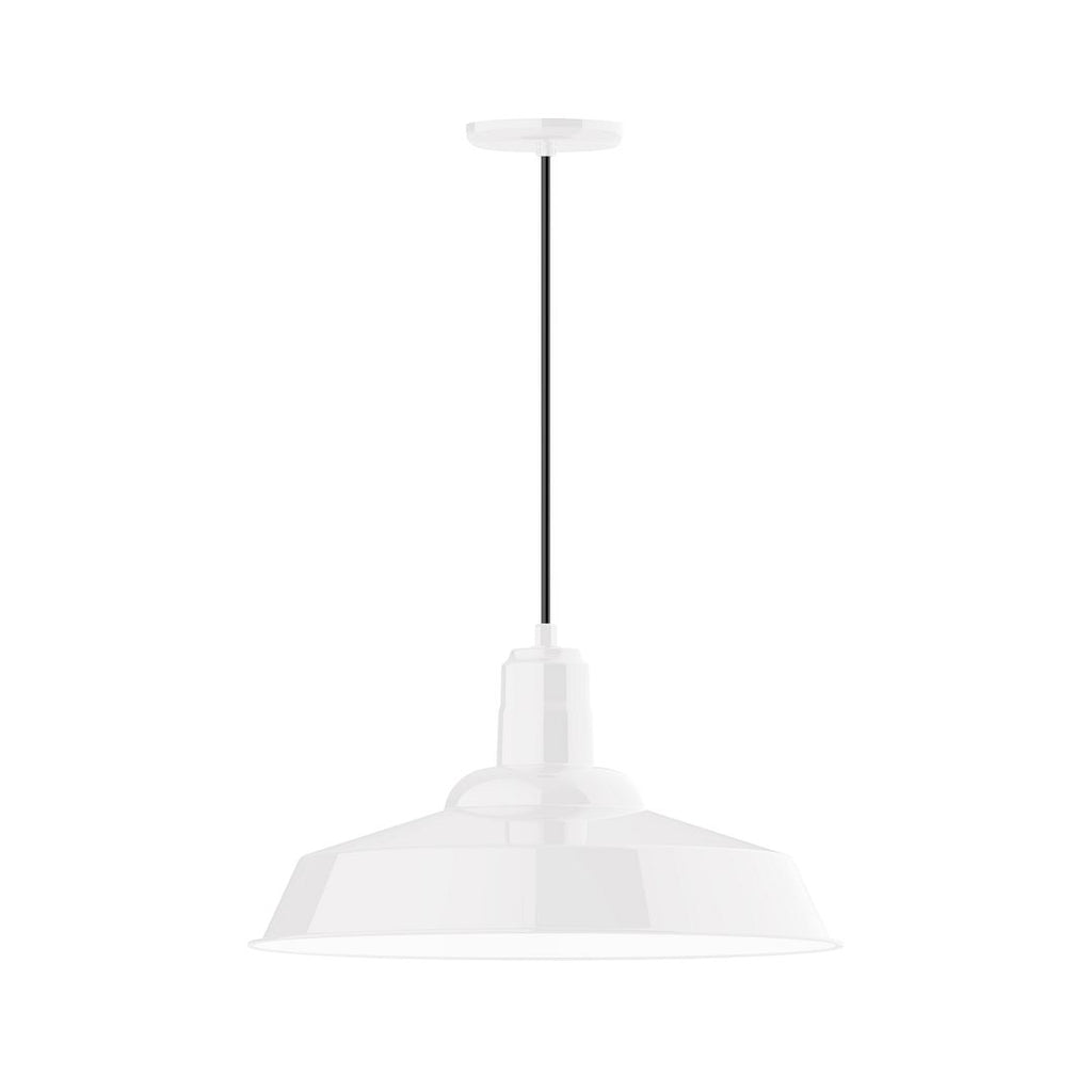 20" Warehouse Shade, Pendant With White Cord And Canopy, White - PEB186-44-C21