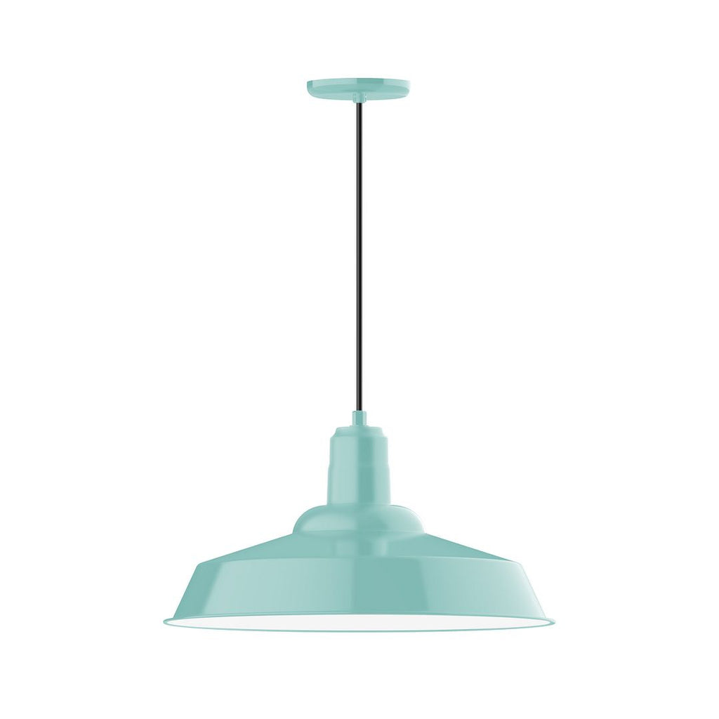 20" Warehouse Shade, Pendant With Black Cord And Canopy, Sea Green - PEB186-48