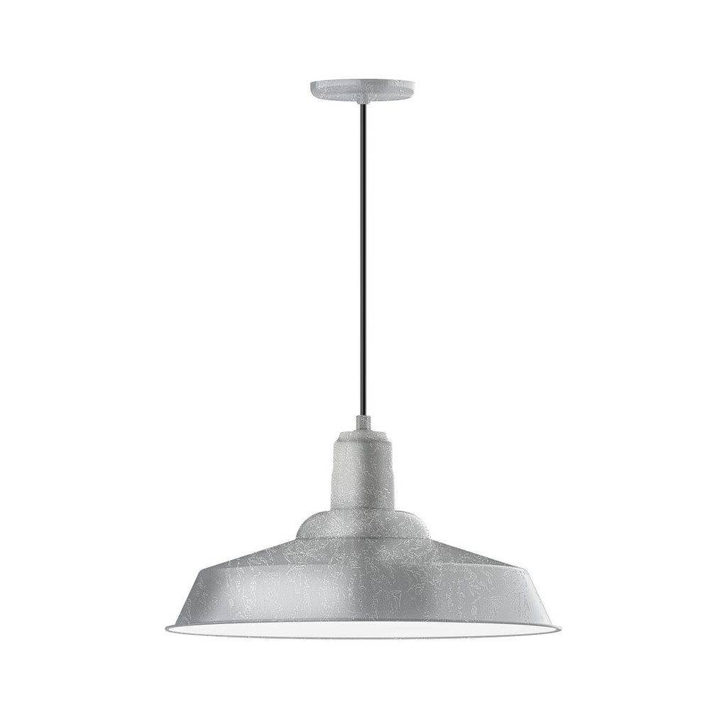 20" Warehouse Shade, Pendant With Black Cord And Canopy, Painted Galvanized - PEB186-49