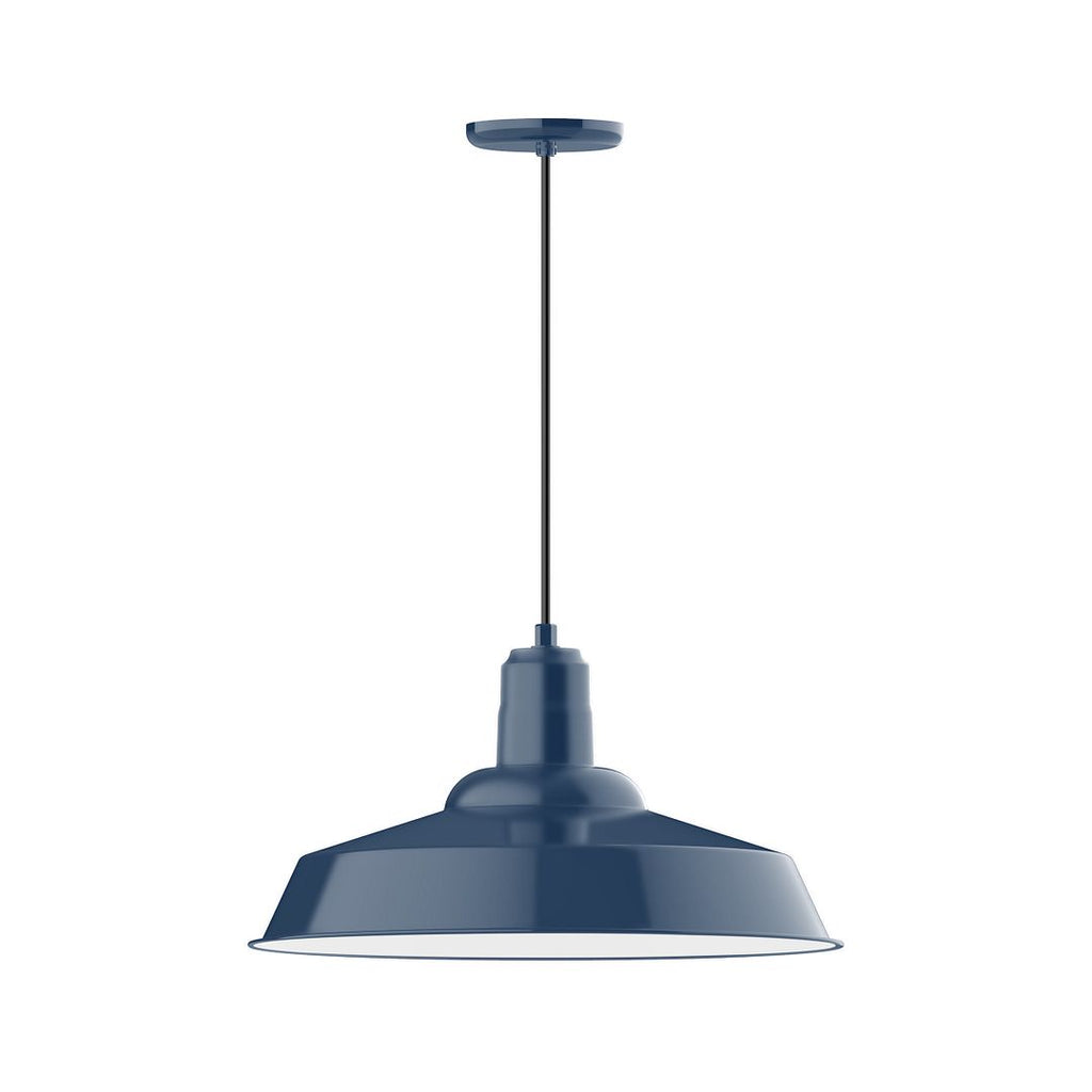 20" Warehouse Shade, Pendant With White Cord And Canopy, Navy - PEB186-50-C21