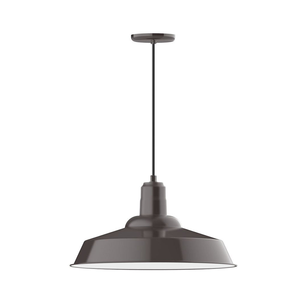 20" Warehouse Shade, Pendant With White Cord And Canopy, Architectural Bronze - PEB186-51-C21