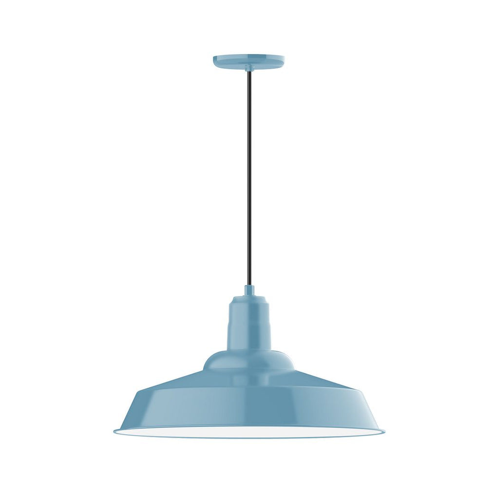 20" Warehouse Shade, Pendant With White Cord And Canopy, Light Blue - PEB186-54-C21