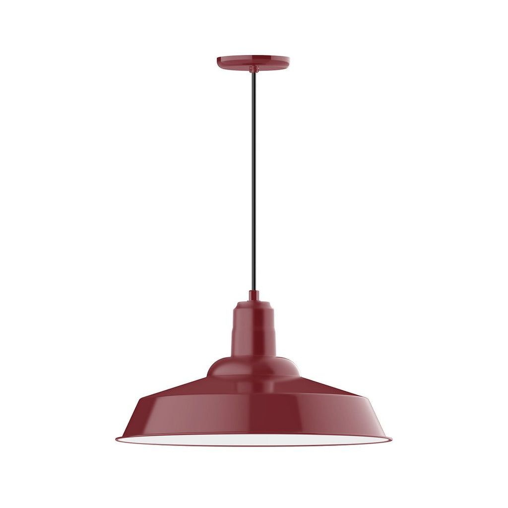 20" Warehouse Shade, Pendant With White Cord And Canopy, Barn Red - PEB186-55-C21