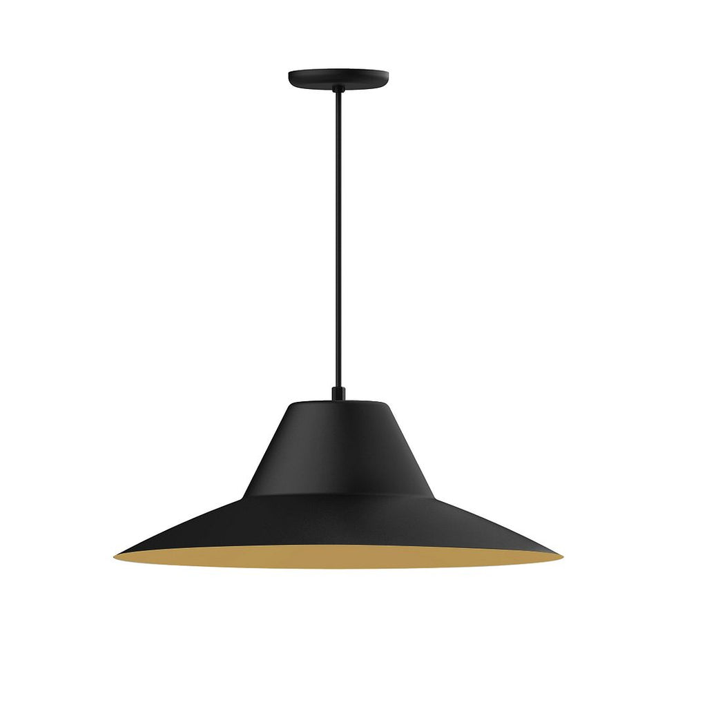 24" Xl Choices Angle Shade, Medium Base, White Cord With Canopy, Black With Gold Matte Interior - PEB203-41-75-C21