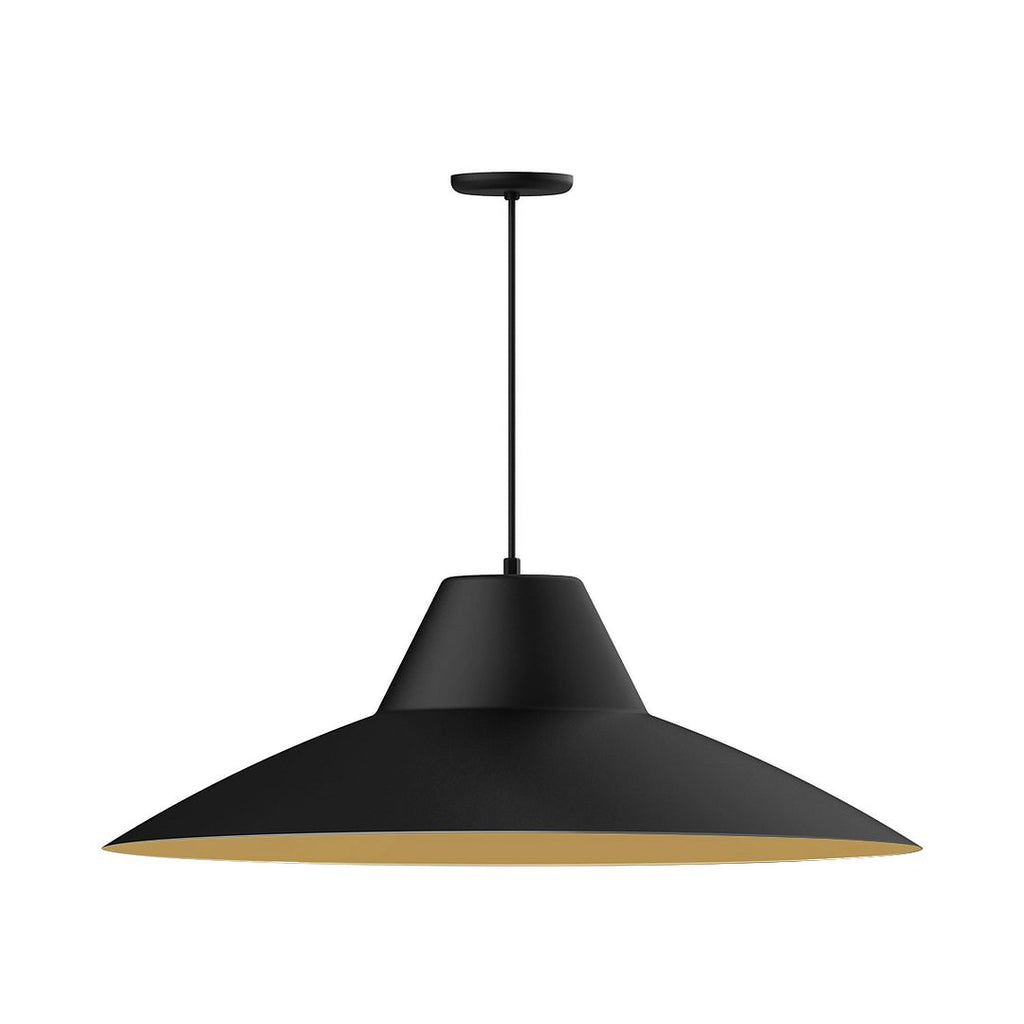 36" Xl Choices Angle Shade, Medium Base, Black Cord With Canopy, Black With Gold Matte Interior - PEB204-41-75