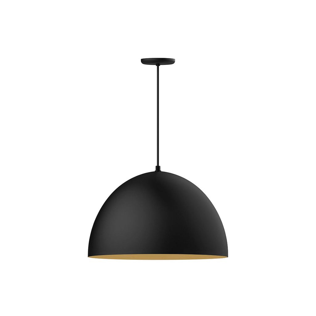 22" Xl Choices Deep Dome Shade, Medium Base, White Cord With Canopy, Black With Gold Matte Interior - PEB213-41-75-C21