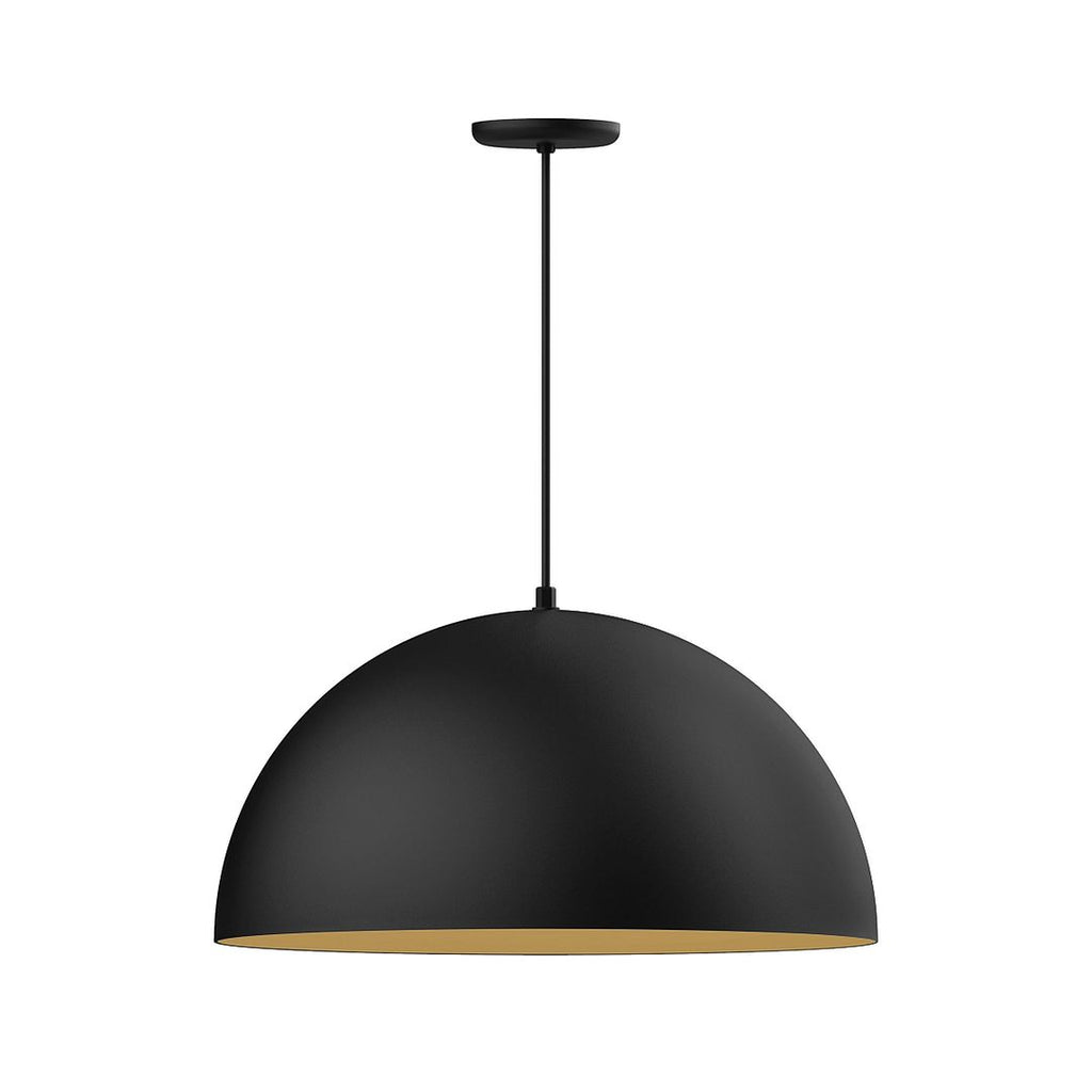 24" Xl Choices Shallow Dome Shade, Medium Base, White Cord With Canopy, Black With Gold Matte Interior - PEB229-41-75-C21