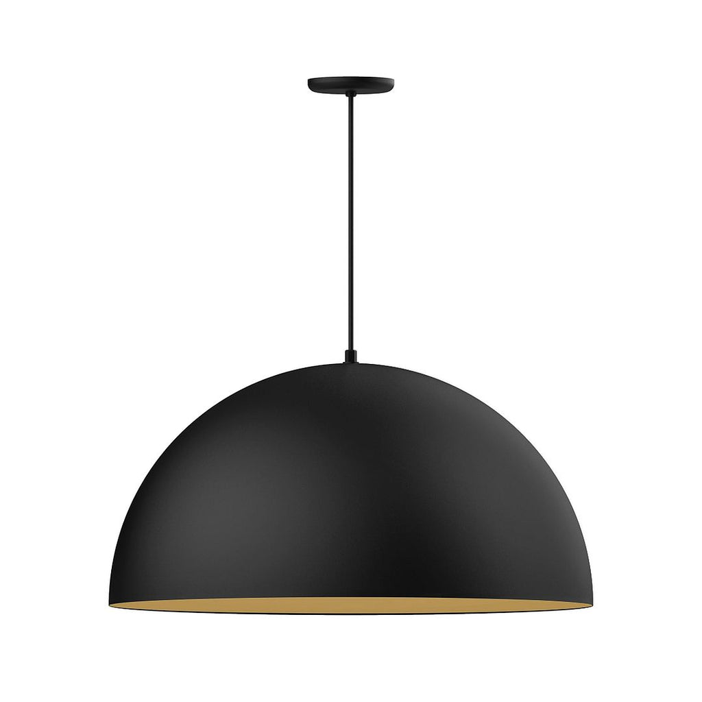 30" Xl Choices Shallow Dome Shade, Medium Base, White Cord With Canopy, Black With Gold Matte Interior - PEB230-41-75-C21