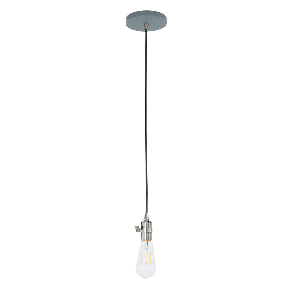 Uno Pendant, White Cord With Canopy, Slate Gray With Brushed Nickel Hardware - PEB400-40-96-C21