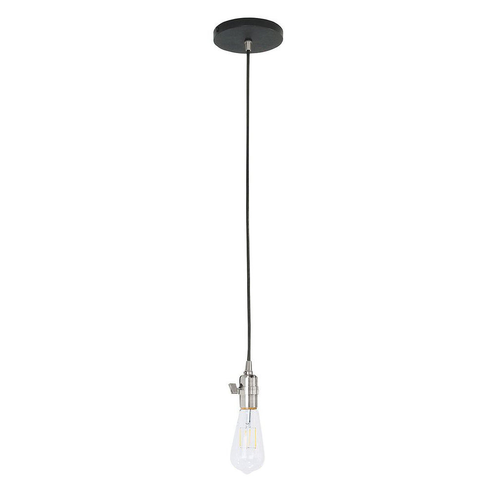 Uno Pendant, White Cord With Canopy, Black With Brushed Nickel Hardware - PEB400-41-96-C21