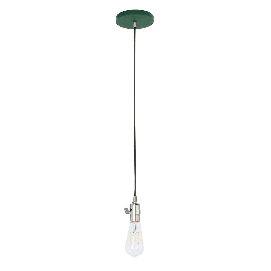 Uno Pendant, White Cord With Canopy, Forest Green With Brushed Nickel Hardware - PEB400-42-96-C21