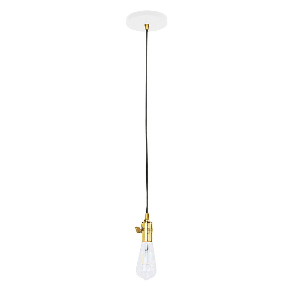 Uno 2" Pendant, White With Brushed Brass Hardware - PEB400-44-91