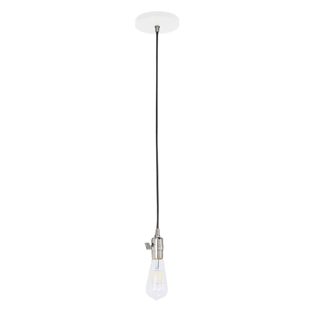 Uno Pendant, White Cord With Canopy, White With Brushed Nickel Hardware - PEB400-44-96-C21