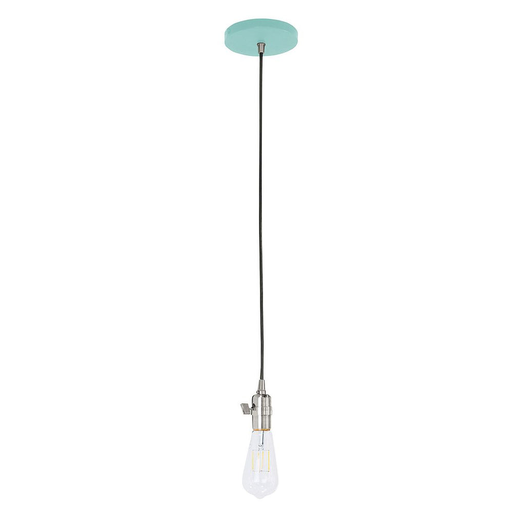 Uno Pendant, White Cord With Canopy, Sea Green With Brushed Nickel Hardware - PEB400-48-96-C21