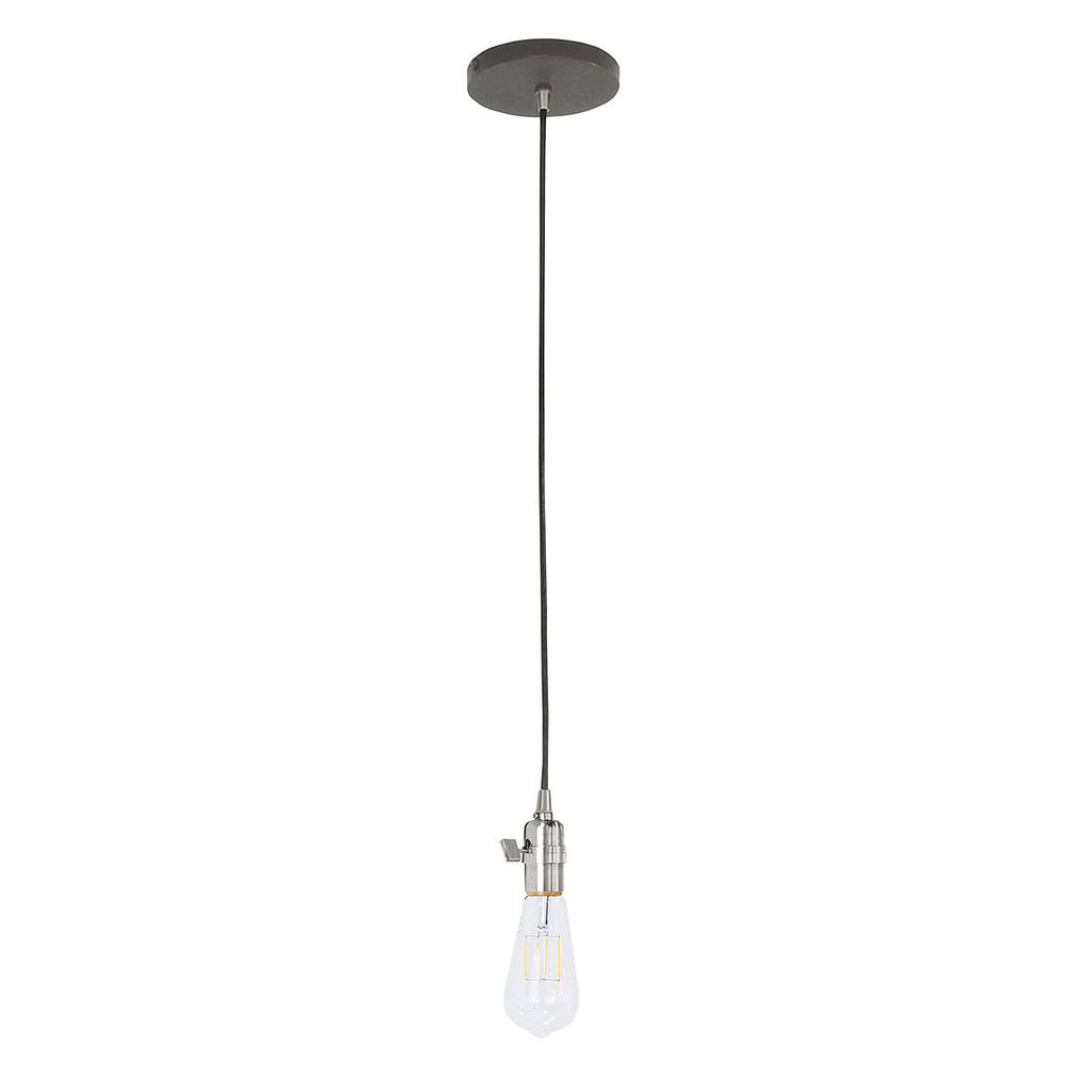 Uno Pendant, White Cord With Canopy, Architectural Bronze With Brushed Nickel Hardware - PEB400-51-96-C21