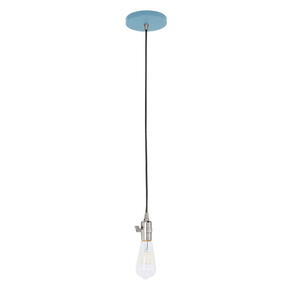 Uno Pendant, White Cord With Canopy, Light Blue With Brushed Nickel Hardware - PEB400-54-96-C21