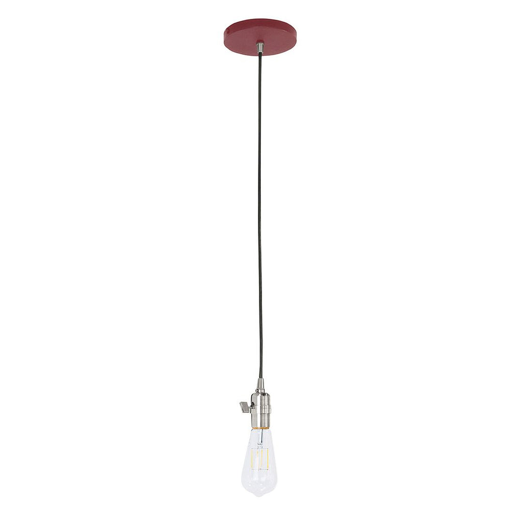 Uno Pendant, White Cord With Canopy, Barn Red With Brushed Nickel Hardware - PEB400-55-96-C21