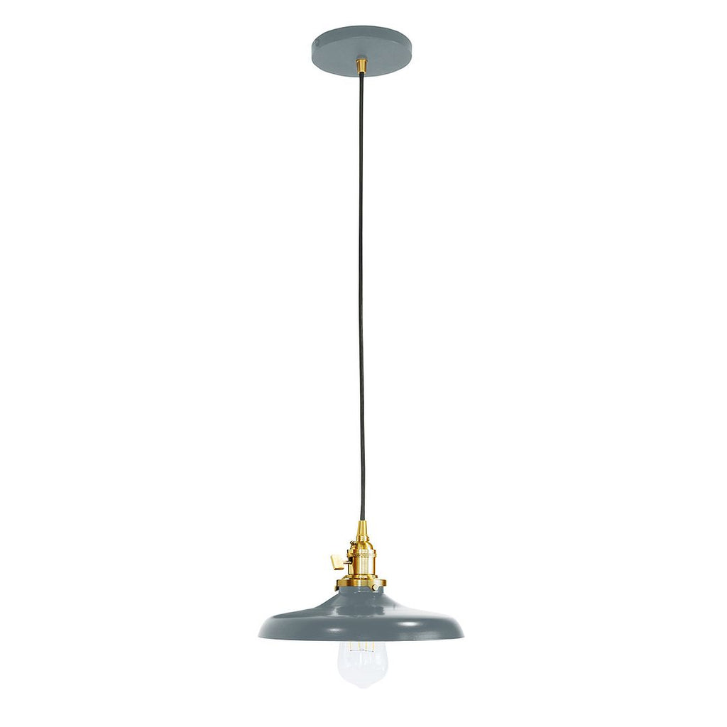 Uno 10" Pendant, Slate Gray With Brushed Brass Hardware - PEB401-40-91