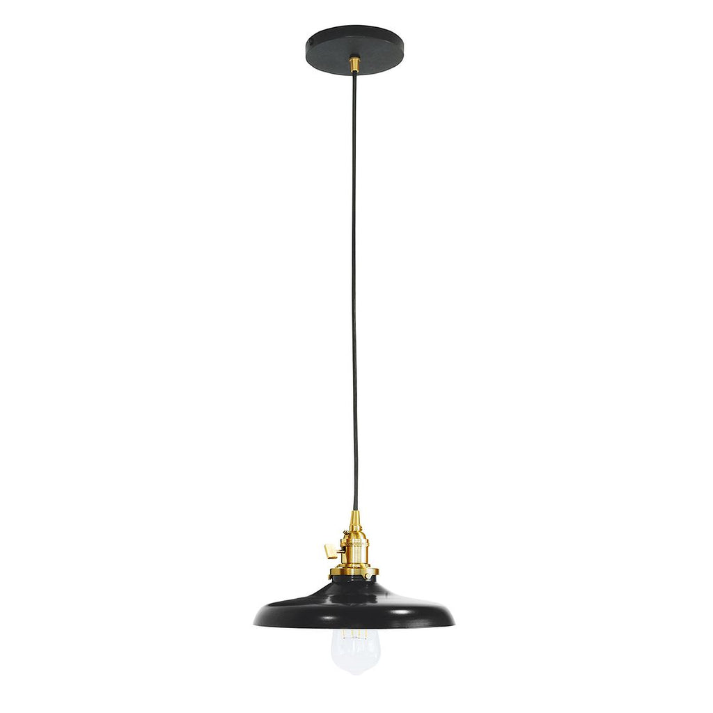 Uno 10" Pendant, Black With Brushed Brass Hardware - PEB401-41-91