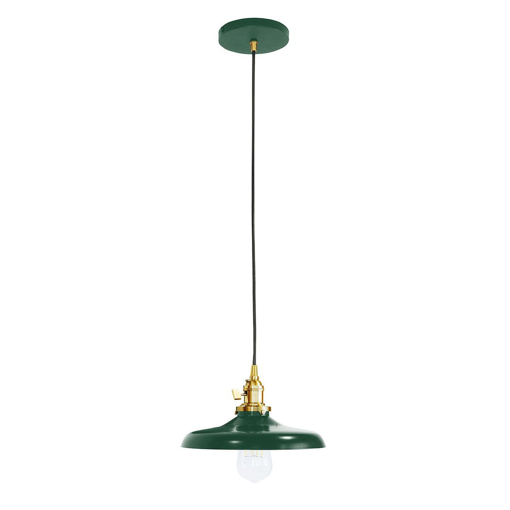 Uno 10" Pendant, Forest Green With Brushed Brass Hardware - PEB401-42-91