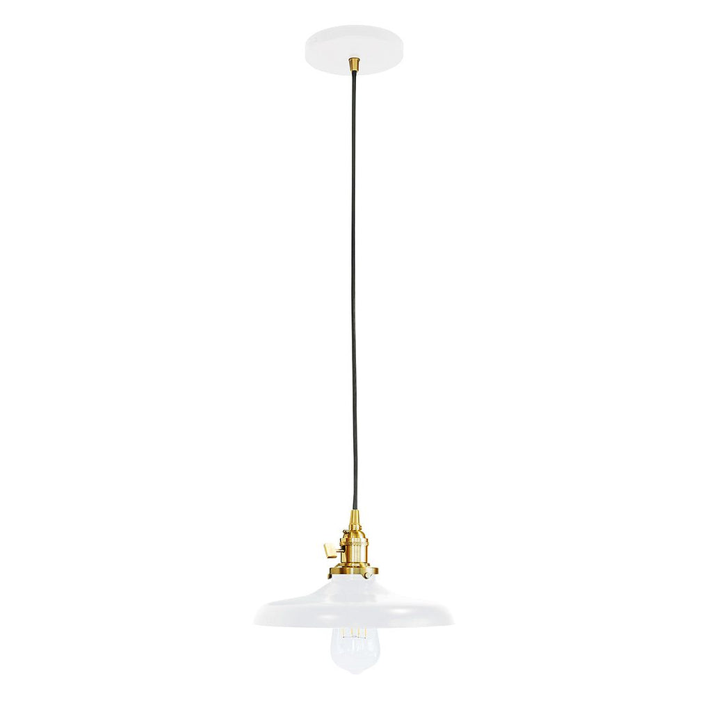 Uno 10" Pendant, White With Brushed Brass Hardware - PEB401-44-91